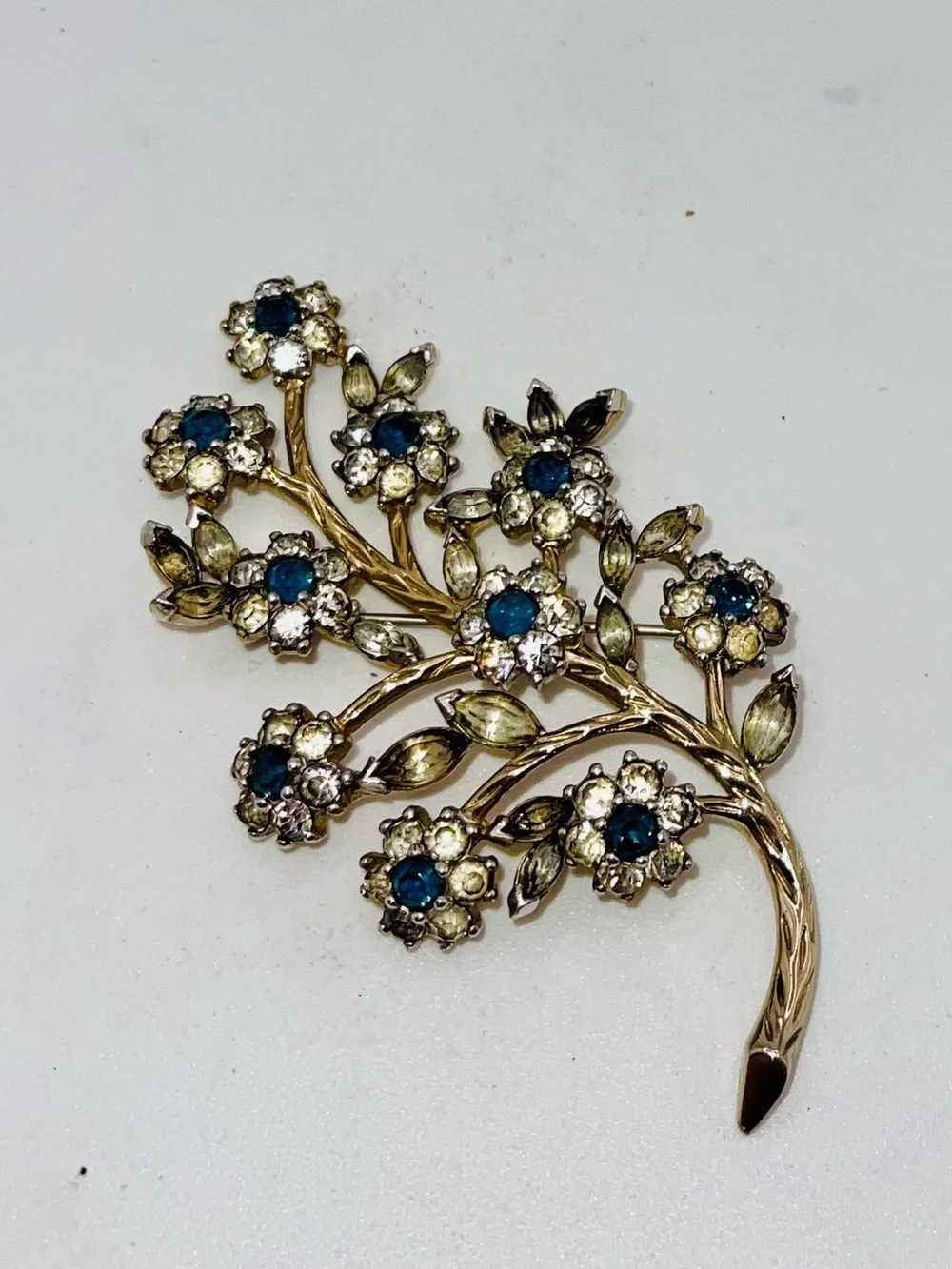 Exquisite Vtg Signed JOMAZ Joseph Mazer Floral Rhinestone Brooch 1950s Estate Pc - Picture 6 of 14